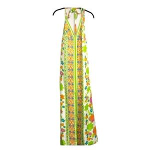 Milly White Maxi Dress with Multicolor Floral & Geometric Print